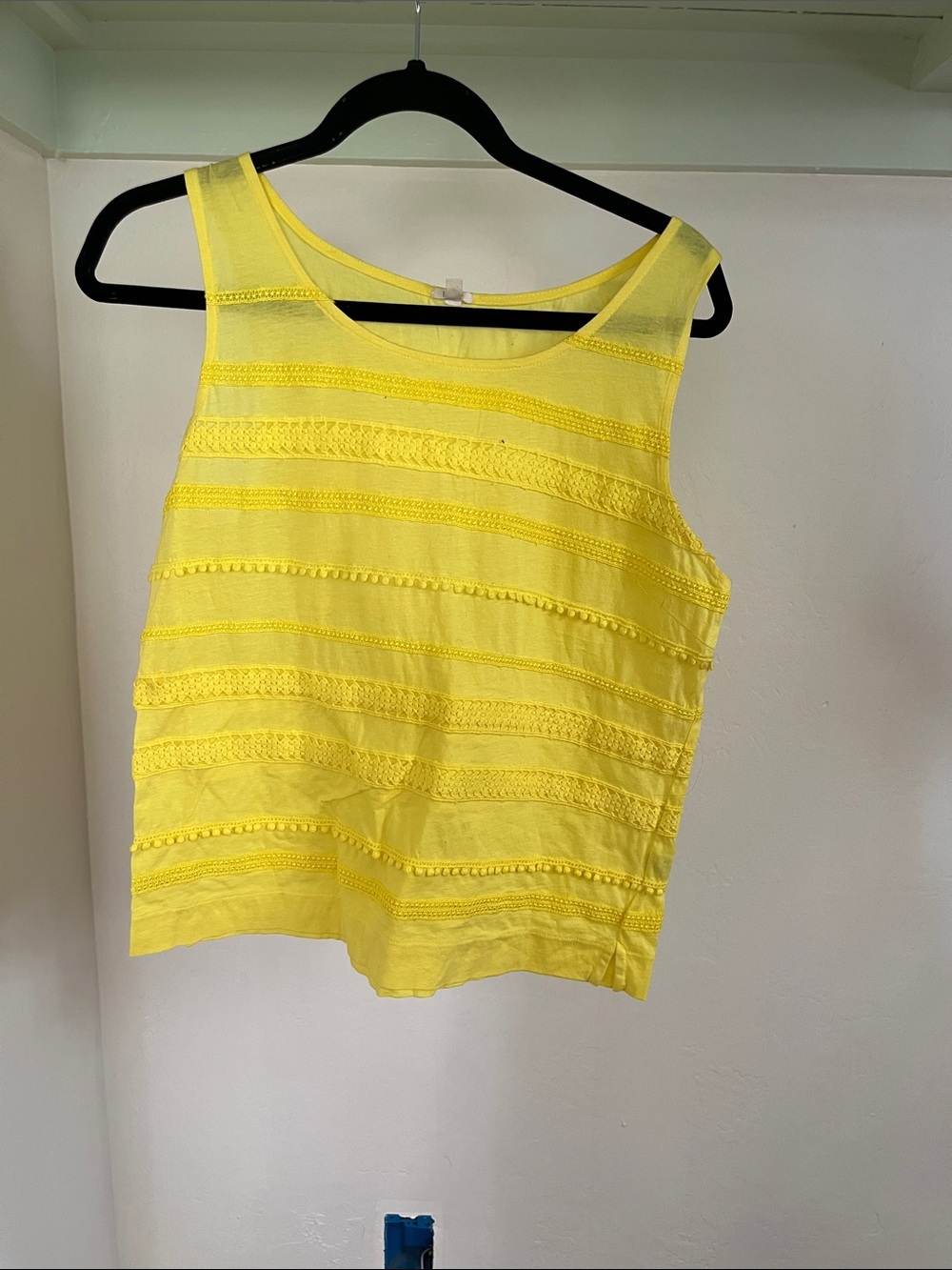 J. Crew Yellow Lace-Trim Tank Top